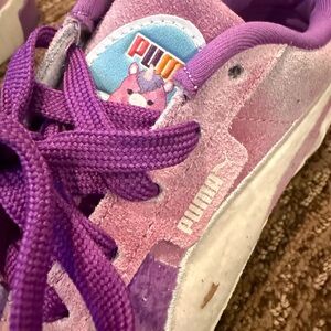 NEW Puma Cali Lola Unicorn Squishmallows Kids Sneakers - Size 1 - Pink + Purple